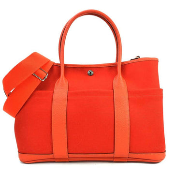 Hermes Handbag Shoulder Bag 2Way Garden Party 36 Pocket PM Rouge Tomato Capsine Country Canvas HERMES Ladies --98817a
