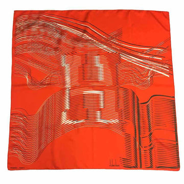 HERMES Carre 90 scarf muffler H CINETIQUE orange silk 100%