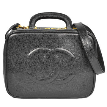 Chanel Coco Mark Vanity Bag Caviar Skin Black Handbag A07061