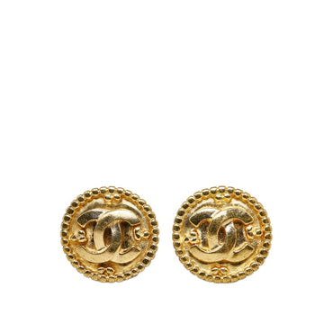 CHANEL Cocomark Circle Earrings Gold Plated Ladies