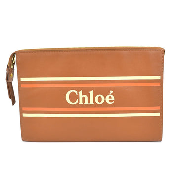 CHLOE  Clutch Bag Leather Brown Ladies