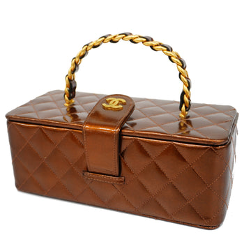 CHANELAuth  Matelasse Vanity Bag Women's Patent Leather Brown