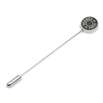 Hermes Serie pin brooch metal silver/black