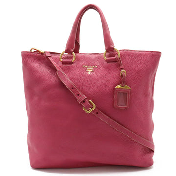 PRADA VIT.DAINO Tote Bag Large Shoulder Leather PEONIA Pink BN1713