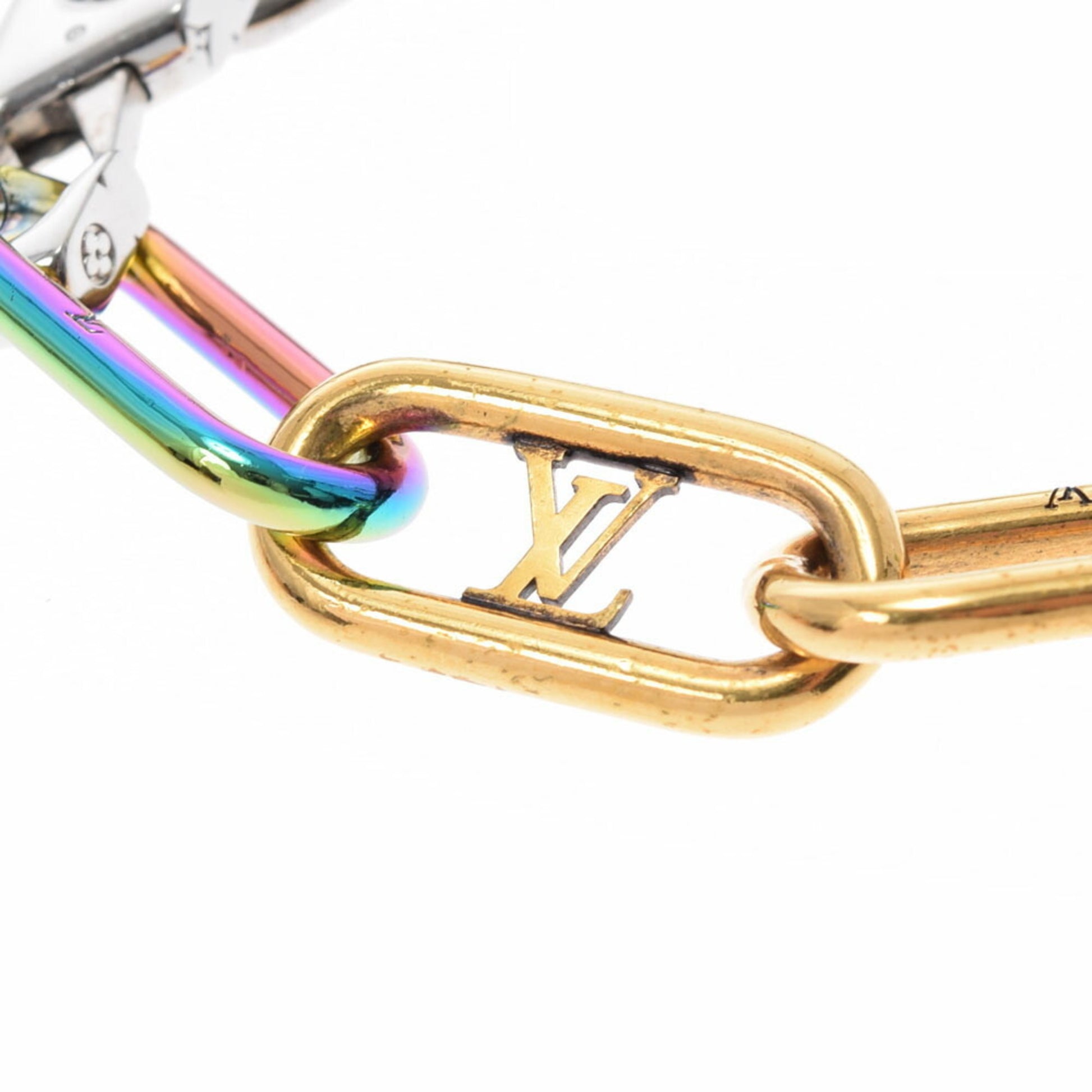 Auth Louis Vuitton Bracelet Brasserie Signature Chain Rainbow