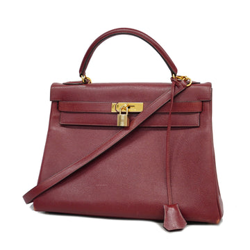 Hermes Kelly Kelly 32 ???V Carved Seal Women's Leather Handbag,Shoulder Bag Rouge Vif
