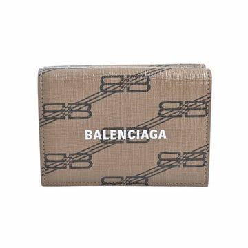Balenciaga Leather Cash Mini BB Trifold Compact Wallet Brown