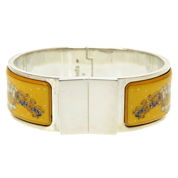 HERMES Email GM Cloisonne Metal Silver Yellow Bangle