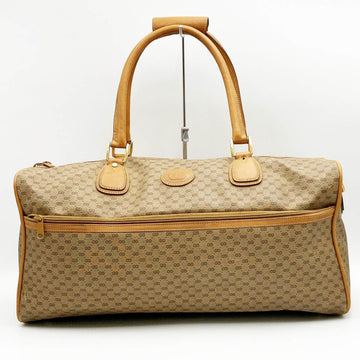 GUCCI Old Micro GG Boston Bag Travel Beige PVC Ladies Vintage 012 58 0194