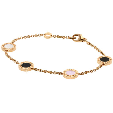 BVLGARI Classic Shell Onyx #ML Bracelet K18 Pink Gold Women's