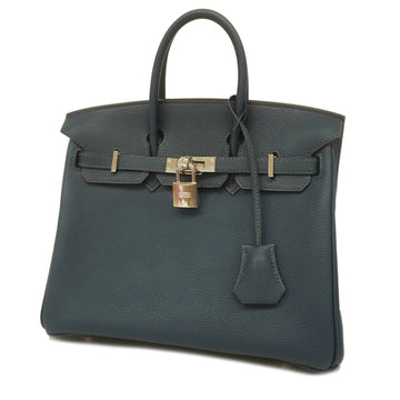 HERMESAuth  Birkin Birkin 25 L Engraved Blue De Plus Women's Togo Handbag