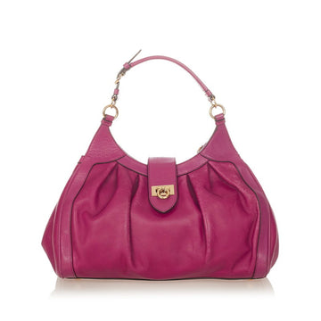 Salvatore Ferragamo Gancini AU-21/D228 purple leather handbag shoulder bag ladies