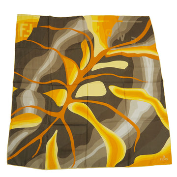 FENDI Scarf Silk Yellow x Orange Brown Marble