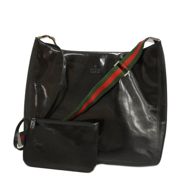 GUCCIAuth  Sherry Line Enamel 001 3267 Women's Shoulder Bag Black