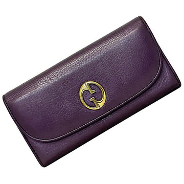 Gucci folio long wallet purple gold 245739 leather GUCCI GG flap
