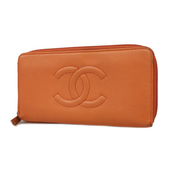 Chanel Bi-fold Long Wallet Women's Caviar Leather Long Wallet (bi-fold) Salmon Pink