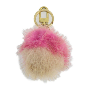 LOUIS VUITTON Fluo Bubble BB Key Holder M78623 Mink Fur Pink Series Gold Hardware Ring Bag Charm