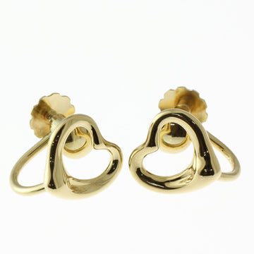 TIFFANY&Co. Open Heart Earrings 18K K18 Yellow Gold Women's