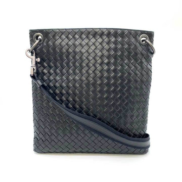 BOTTEGA VENETA Bag Intrecciato Shoulder Black Crossbody Pochette Flat Square Men's Women's Leather 172736 BOTTEGAVENETA