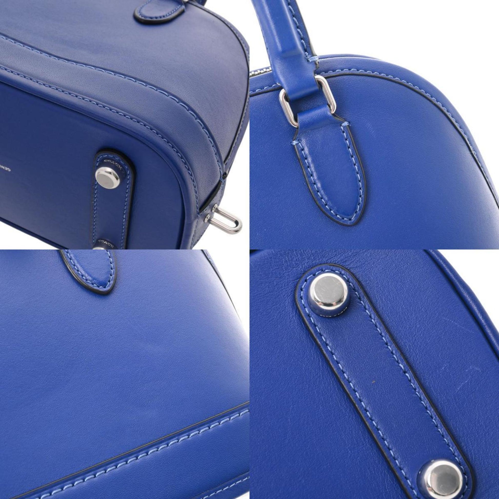 Authenticated Used COACH Coach Revel Bag 24 2way Blue J2222 Women's Leather  Handbag 