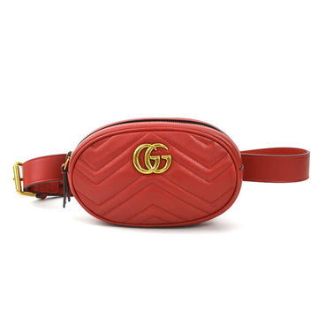 GUCCI waist bag belt GG Marmont leather red gold ladies 476434