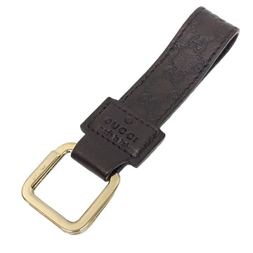 GUCCIsima Keyring Charm Keychain Brown Leather Men's Women's