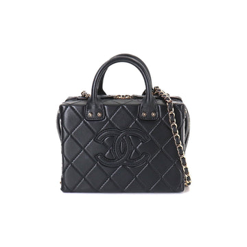 Chanel matelasse vanity chain shoulder bag leather black AP3344 Mini Vanity Bag