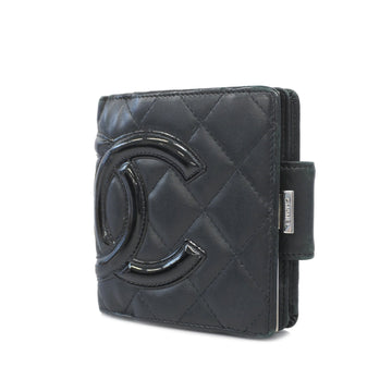 Chanel Cambon Bi-fold Wallet With Silver Hardware Women's Cambon Ligne,Leat