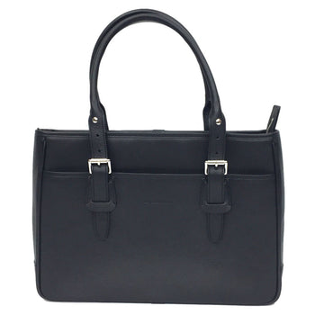 BURBERRY tote bag plaid leather black ladies aq5615