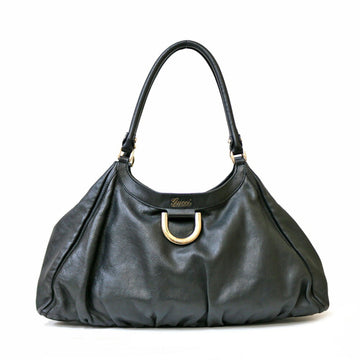 GUCCI Shoulder Bag Leather Black Women's