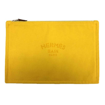 HERMES Yachting GM Flat Pouch Multi Canvas Yellow Men's Women's Back