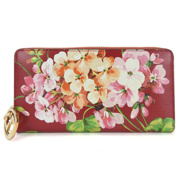 GUCCI Round Long Wallet 409342 Blooms Flower Print Leather Red Zippy Accessories Women's  zip around