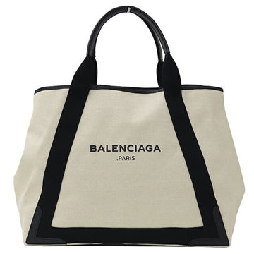 BALENCIAGA Bag Women's Tote Canvas Navy Cabas M White Black 339936
