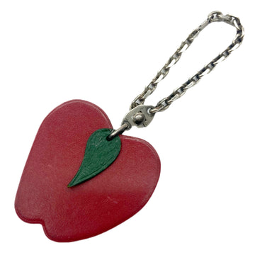 HERMES Fruit Keychain Ring Bag Charm Ladies Men's Red Apple Motif