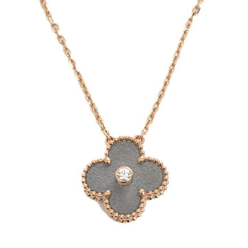 VAN CLEEF & ARPELS Vintage Alhambra Necklace Silver Obsidian K18PG 2023 Holiday