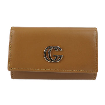 GUCCI GG Marmont Key Case 033 0416 0897 Calf Leather Camel Series Gold Hardware 6 Rows