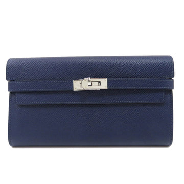 Hermes Kelly Long Blue Wallet Epson Ladies
