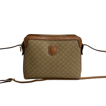 CELINE Vintage Macadam Blason Triomphe Pattern Leather Mini Shoulder Bag Pochette Brown 48452