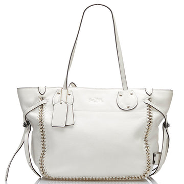 COACH Whiplash Handbag Tote Bag White Leather Ladies