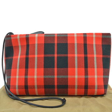Burberry Bag Red Orange Black Gray Nylon Canvas Leather Second Pouch Ladies