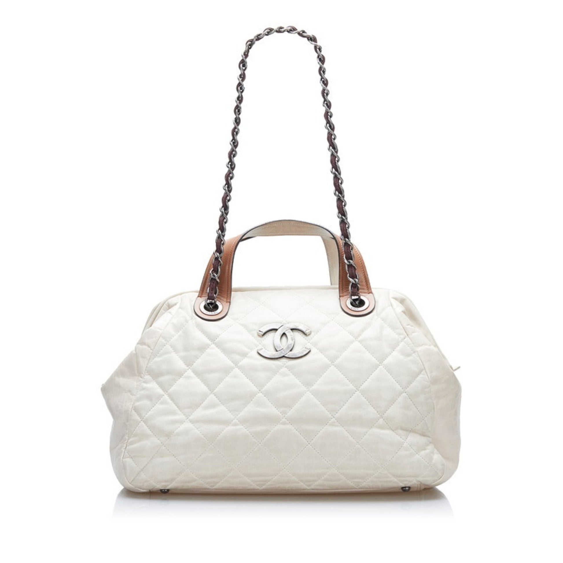 CHANEL, Bags, Chanel Boy Here Mark Shoulder Bag Chain Leather Ivory