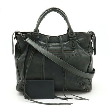 BALENCIAGA Classic Velo Tote Bag Handbag Shoulder Leather Gray 235216