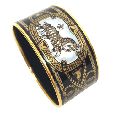 HERMES Email TGM Bangle Bracelet Horse Cloisonne Black x Gold