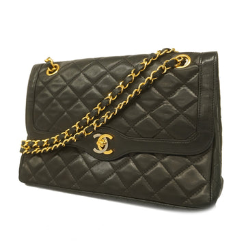 CHANELAuth  Matelasse Paris Limited W Flap W Chain Women's Leather Shoulder Bag