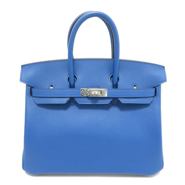 HERMES [] Birkin 25 Handbag Blue France [SV metal fittings] Swift B Engraved Women's Men's