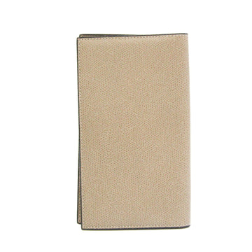 VALEXTRA V8L70 Women,Men Leather Long Wallet [bi-fold] Gray Beige