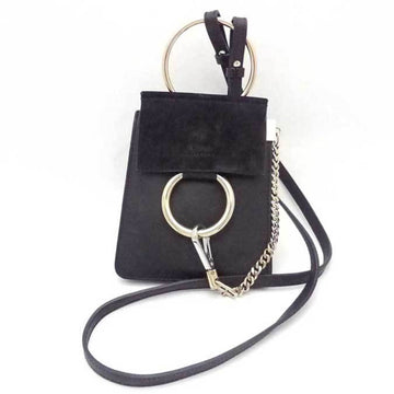CHLOE  Crossbody Shoulder Bag Handbag Faye Leather/Suede Black Gold Women's