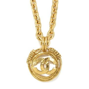 Chanel here mark long necklace round type gold accessories 94P