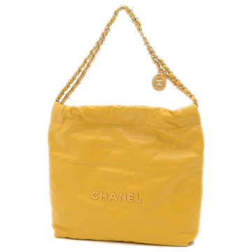 Chanel 22 Chain Shoulder Bag with Small Pouch Leather Yellow AS3260