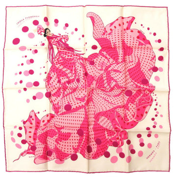 HERMES Petit Carre 40 Ola Flamenca i HOLA FLAMENCA! Scarf Muffler Pink Silk